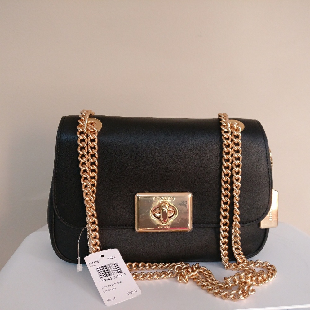 Coach Cassidy Leather Flap Bag with Chain Strap